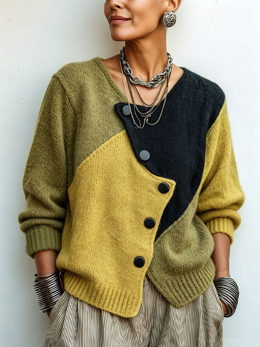 Cardigan Elise con bottoni in diagonale, vista frontale