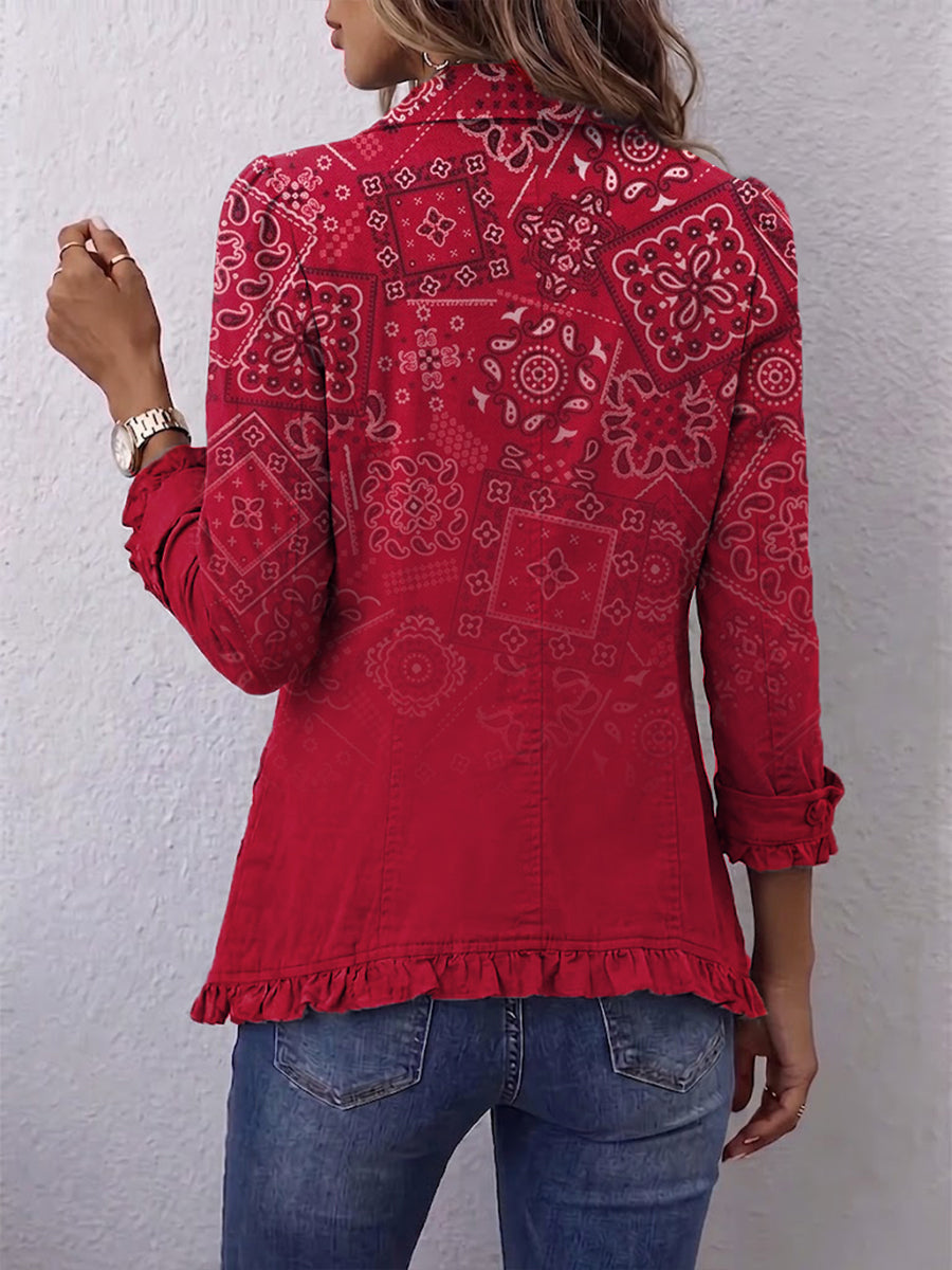 Giacca in cashmere sfumato con volant